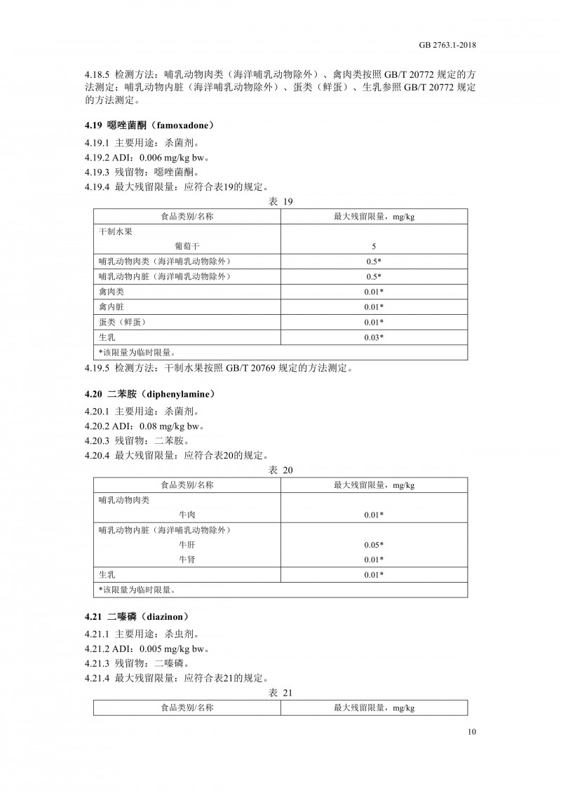 GB 2763.1-2018《食品安全国家标准食品中百草枯等43种农药最大残留限量》0013