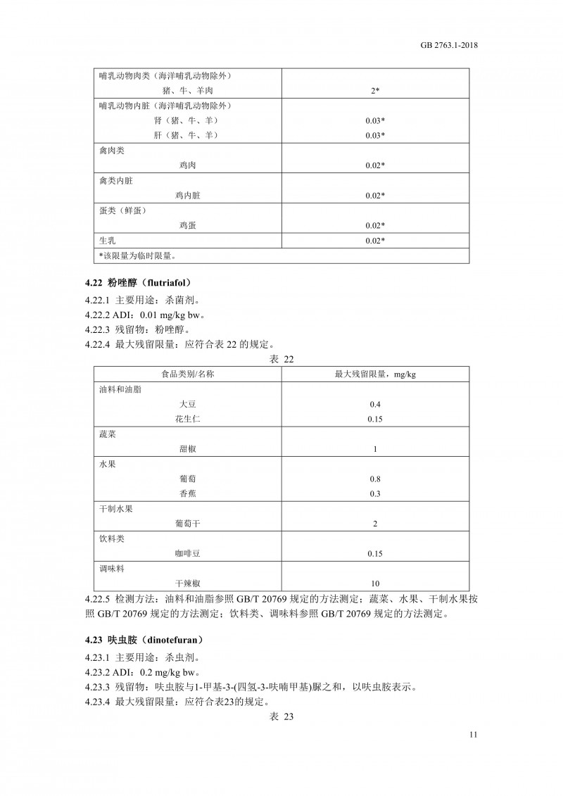 GB 2763.1-2018《食品安全国家标准食品中百草枯等43种农药最大残留限量》0014