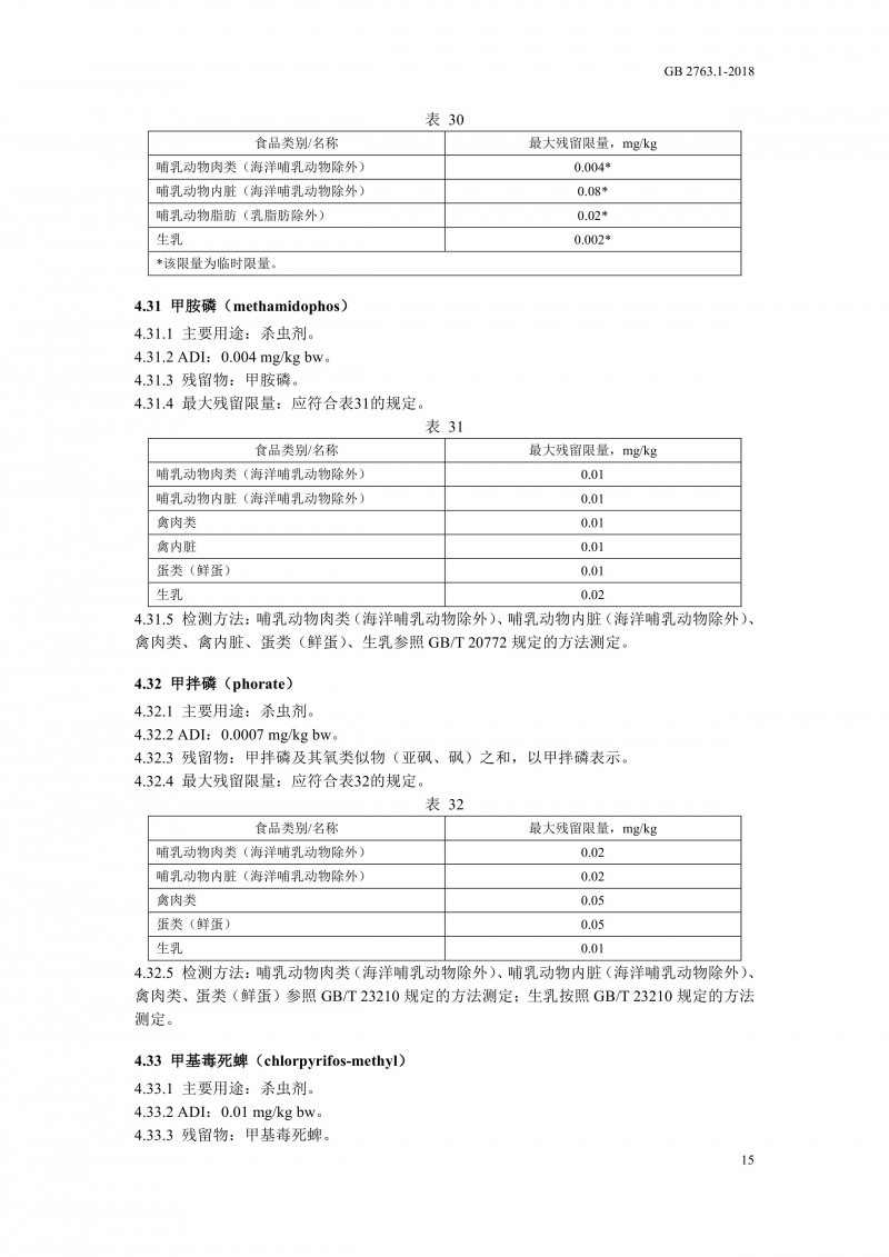 GB 2763.1-2018《食品安全国家标准食品中百草枯等43种农药最大残留限量》0018